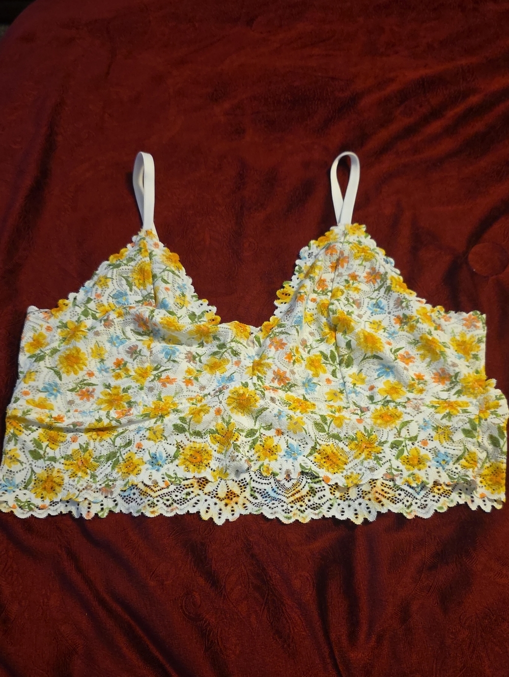 Old Navy Floral Lace Camisole Bralette in Yellow and White
